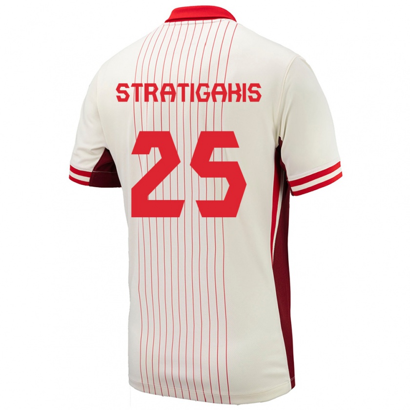 Kandiny Uomo Maglia Canada Sarah Stratigakis #25 Bianco Kit Gara Away 24-26 Maglietta