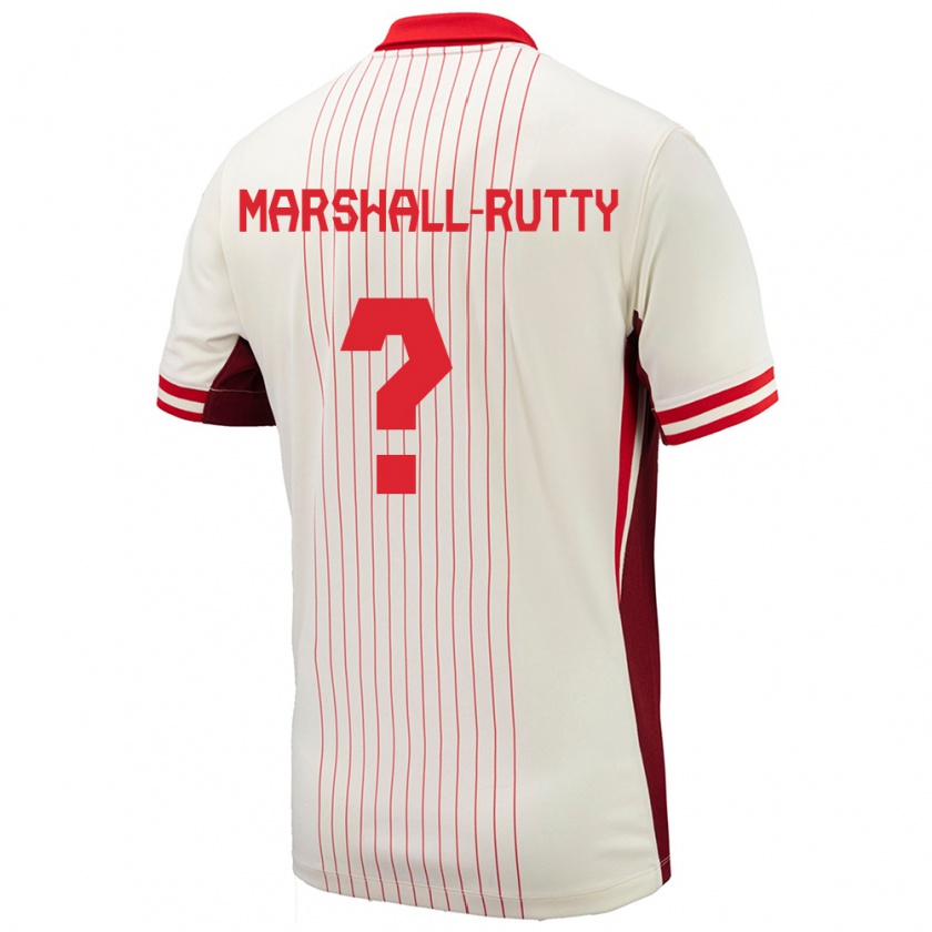 Kandiny Uomo Maglia Canada Jahkeele Marshall Rutty #0 Bianco Kit Gara Away 24-26 Maglietta