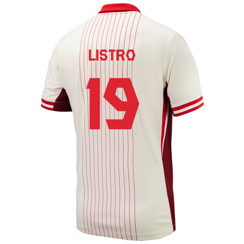 Kandiny Uomo Maglia Canada Jordyn Listro #19 Bianco Kit Gara Away 24-26 Maglietta