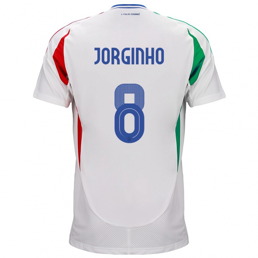 Kandiny Uomo Maglia Italia Jorginho #8 Bianco Kit Gara Away 24-26 Maglietta