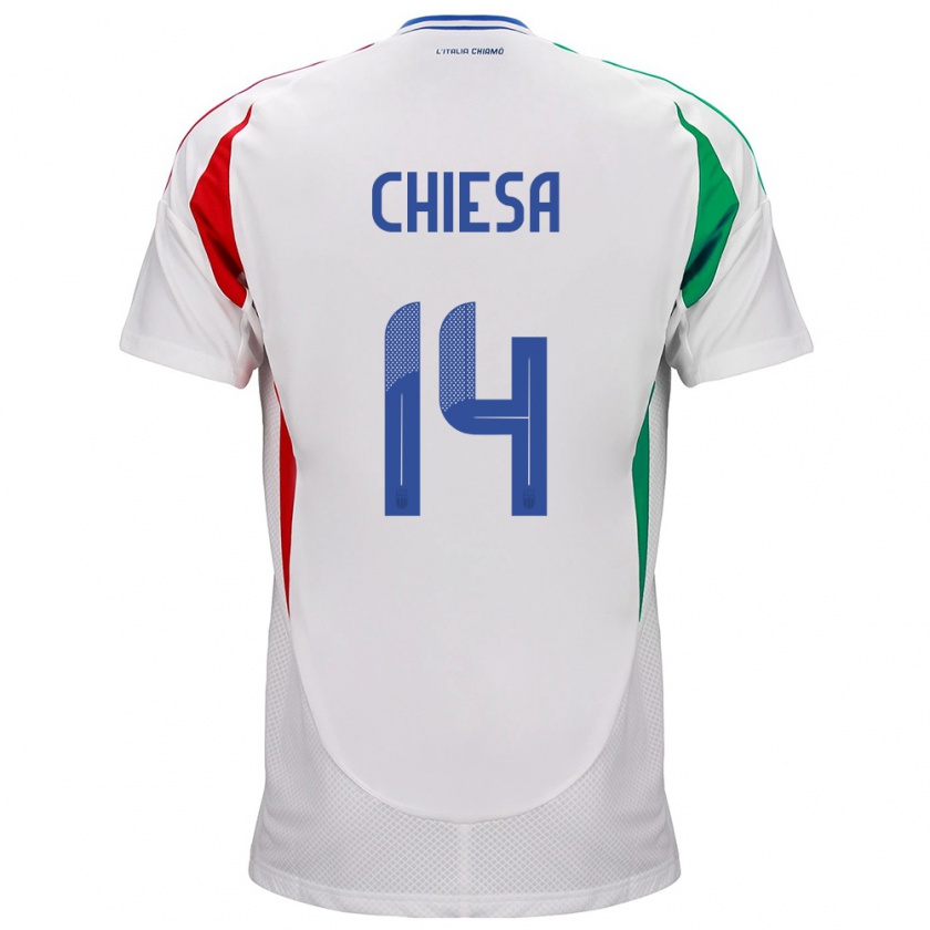 Kandiny Heren Italië Federico Chiesa #14 Wit Uitshirt Uittenue 24-26 T-Shirt België