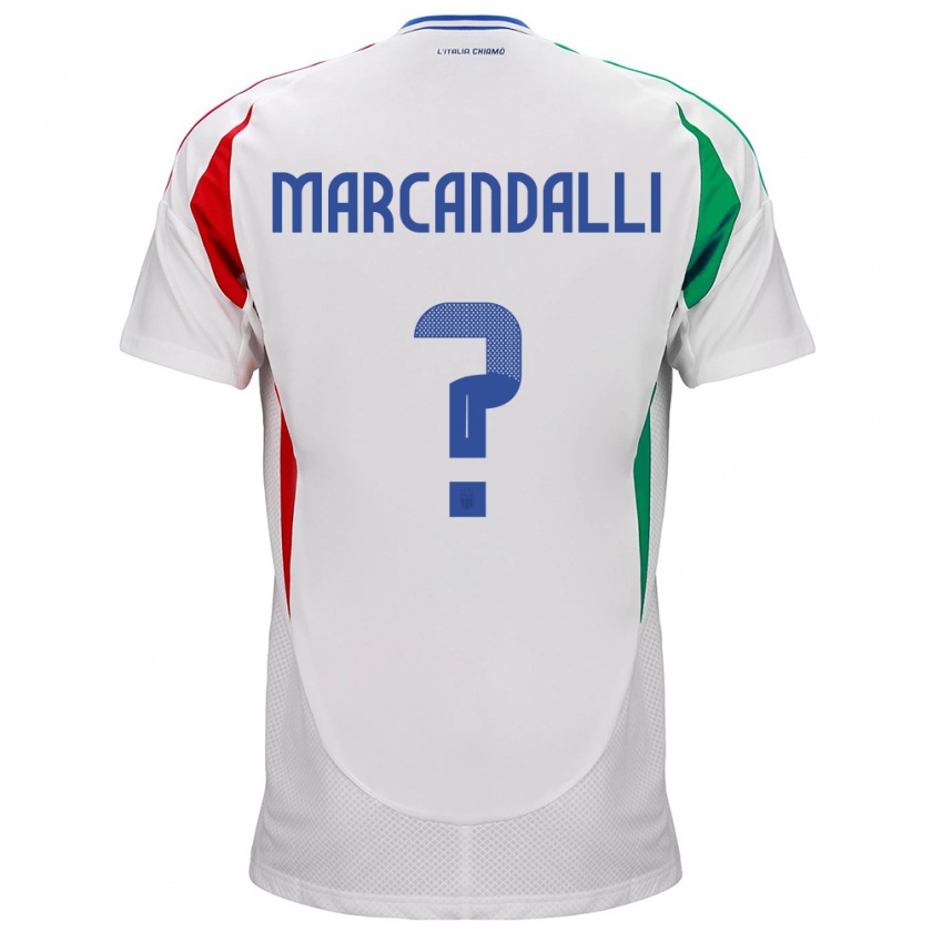 Kandiny Uomo Maglia Italia Alessandro Marcandalli #0 Bianco Kit Gara Away 24-26 Maglietta