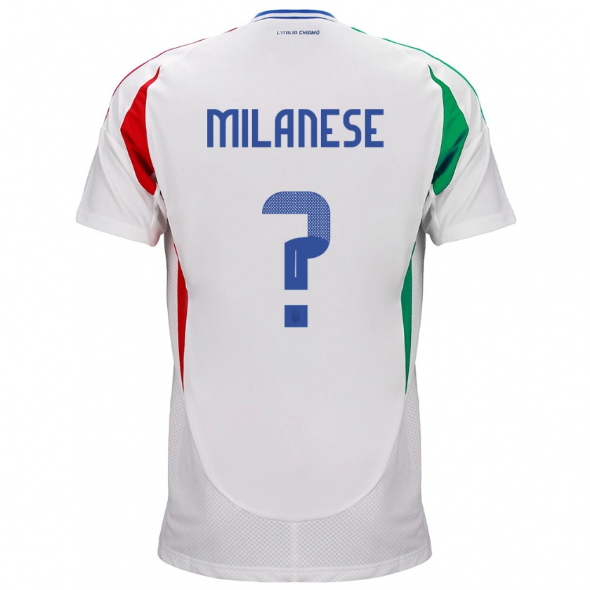 Kandiny Uomo Maglia Italia Tommaso Milanese #0 Bianco Kit Gara Away 24-26 Maglietta