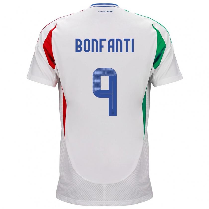 Kandiny Hombre Camiseta Italia Nicholas Bonfanti #9 Blanco 2ª Equipación 24-26 La Camisa