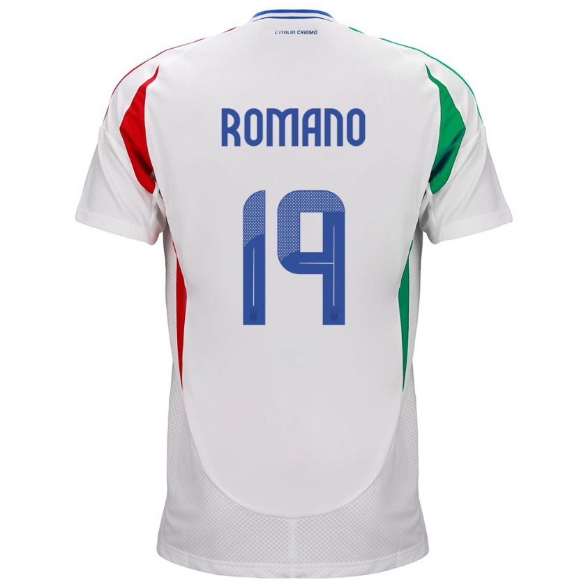 Kandiny Uomo Maglia Italia Marco Romano #19 Bianco Kit Gara Away 24-26 Maglietta