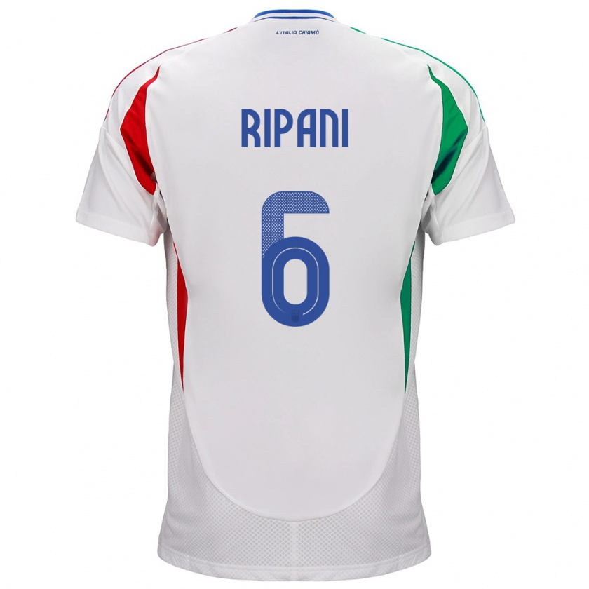 Kandiny Uomo Maglia Italia Diego Ripani #6 Bianco Kit Gara Away 24-26 Maglietta