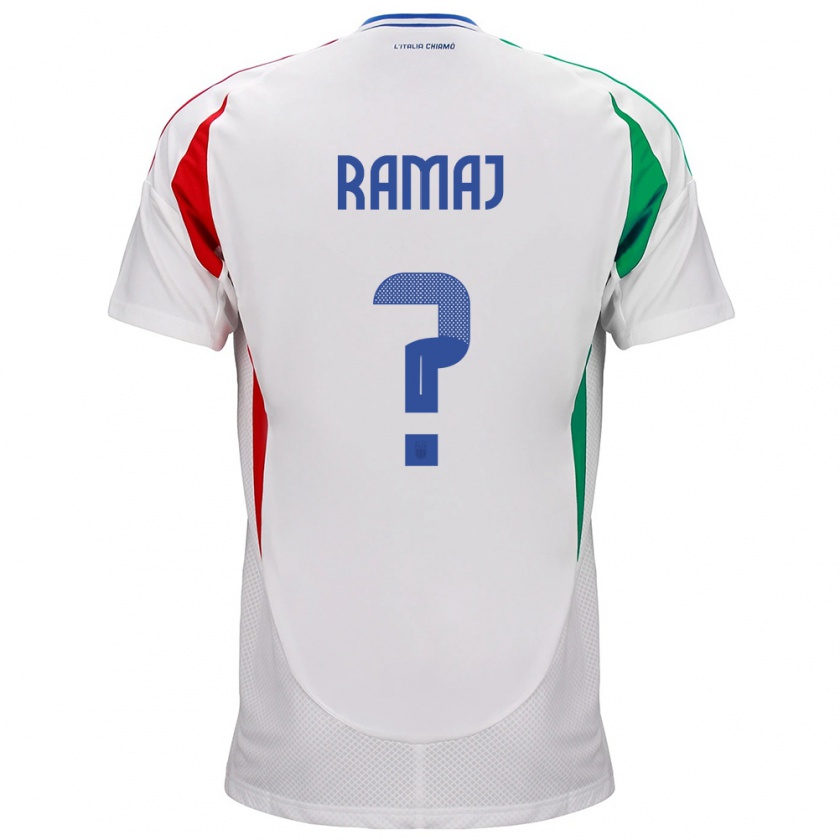 Kandiny Hombre Camiseta Italia Gabriel Ramaj #0 Blanco 2ª Equipación 24-26 La Camisa