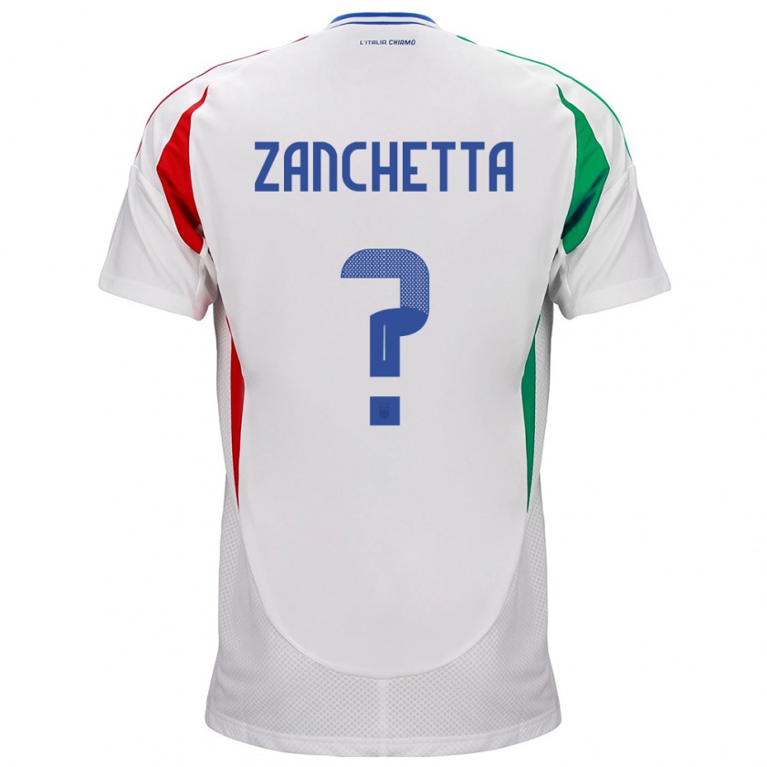 Kandiny Uomo Maglia Italia Mattia Zanchetta #0 Bianco Kit Gara Away 24-26 Maglietta