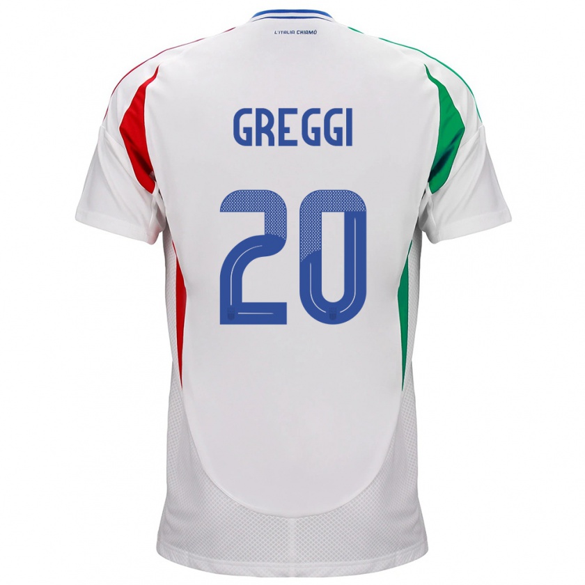 Kandiny Uomo Maglia Italia Giada Greggi #20 Bianco Kit Gara Away 24-26 Maglietta