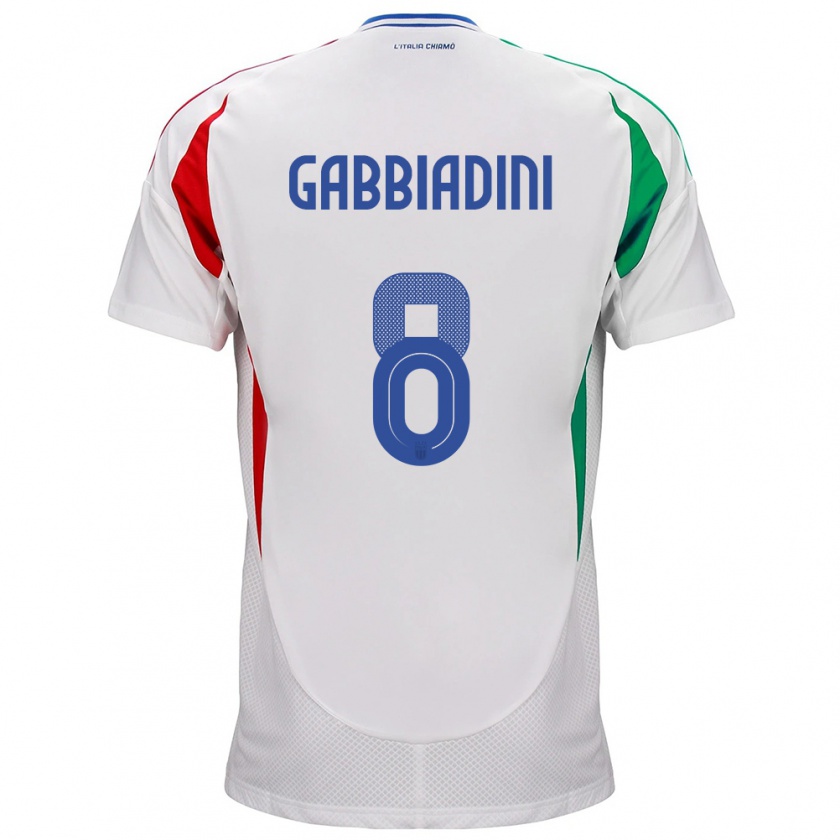 Kandiny Uomo Maglia Italia Melania Gabbiadini #8 Bianco Kit Gara Away 24-26 Maglietta