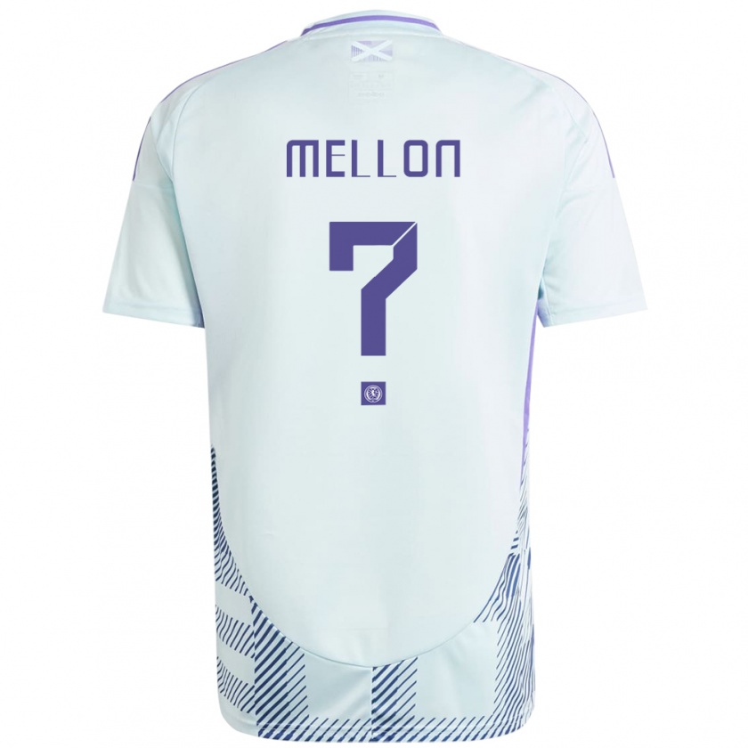 Kandiny Uomo Maglia Scotland Michael Mellon #0 Blu Menta Chiaro Kit Gara Away 24-26 Maglietta