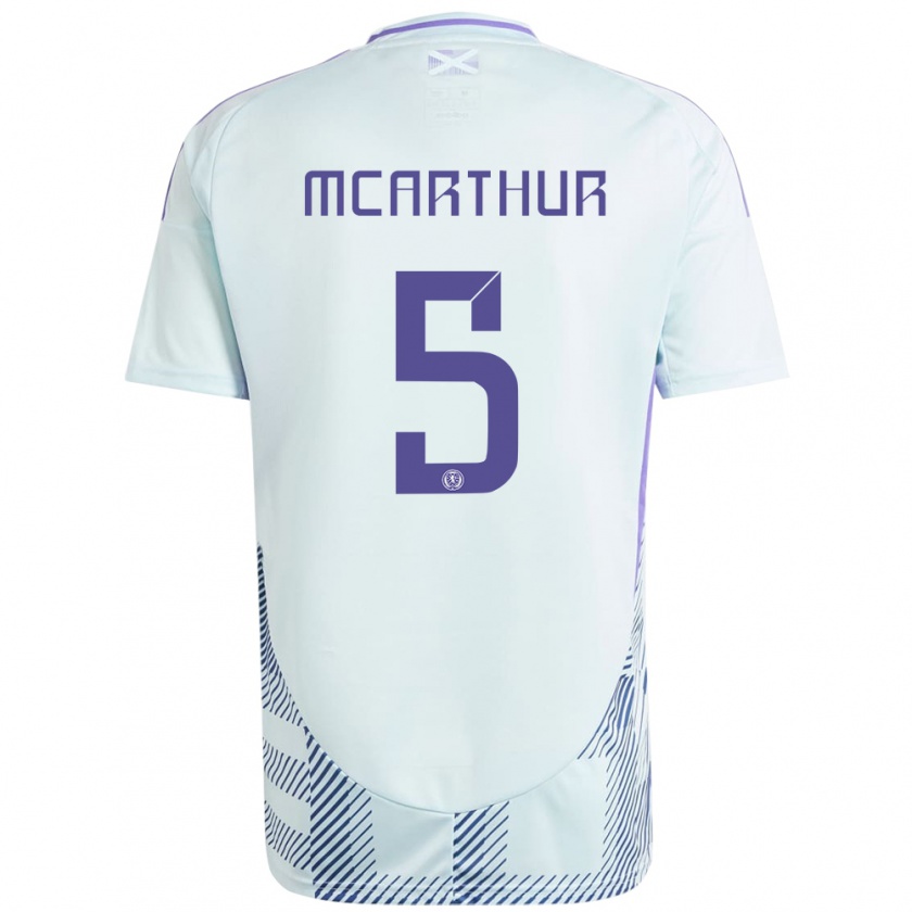 Kandiny Uomo Maglia Scotland Charlie Mcarthur #5 Blu Menta Chiaro Kit Gara Away 24-26 Maglietta