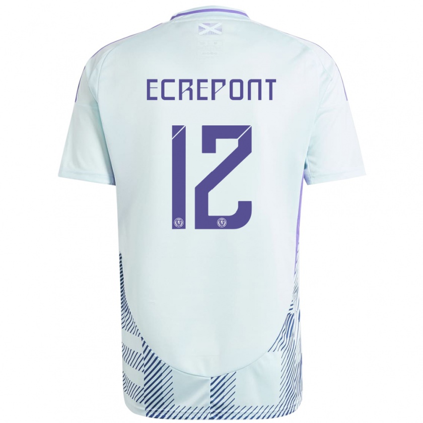 Kandiny Uomo Maglia Scotland Oliver Ecrepont #12 Blu Menta Chiaro Kit Gara Away 24-26 Maglietta