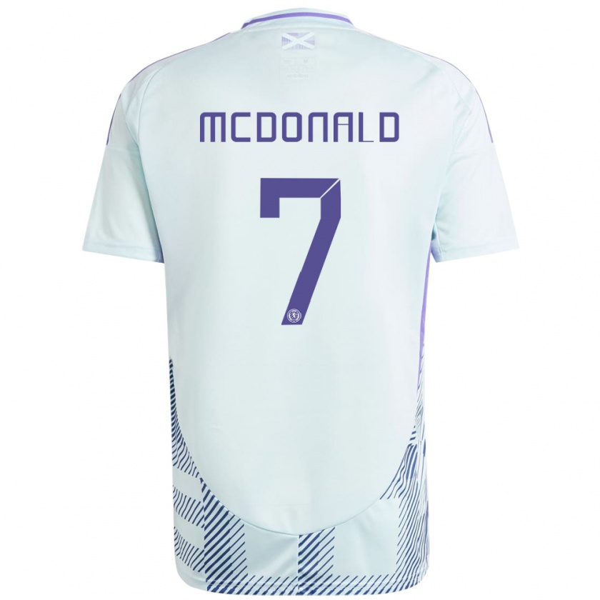 Kandiny Uomo Maglia Scotland Josh Mcdonald #7 Blu Menta Chiaro Kit Gara Away 24-26 Maglietta