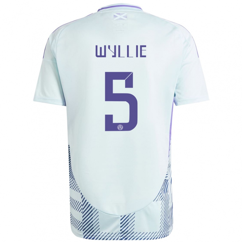 Kandiny Hombre Camiseta Escocia Jack Wyllie #5 Azul Menta Claro 2ª Equipación 24-26 La Camisa