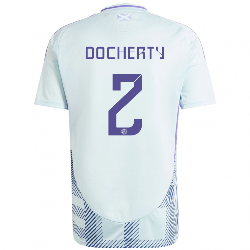 Kandiny Uomo Maglia Scotland Nicola Docherty #2 Blu Menta Chiaro Kit Gara Away 24-26 Maglietta