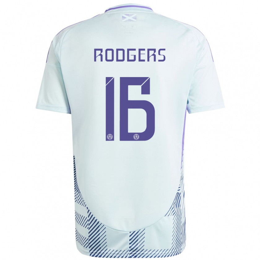 Kandiny Uomo Maglia Scotland Amy Rodgers #16 Blu Menta Chiaro Kit Gara Away 24-26 Maglietta