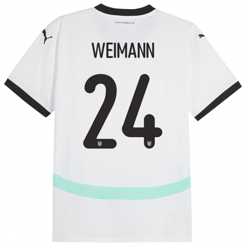 Kandiny Uomo Maglia Austria Andreas Weimann #24 Bianco Kit Gara Away 24-26 Maglietta