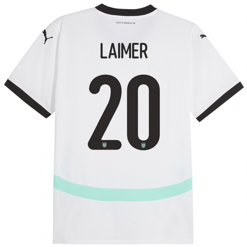 Kandiny Uomo Maglia Austria Konrad Laimer #20 Bianco Kit Gara Away 24-26 Maglietta