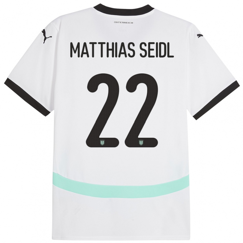 Kandiny Uomo Maglia Austria Matthias Seidl #22 Bianco Kit Gara Away 24-26 Maglietta