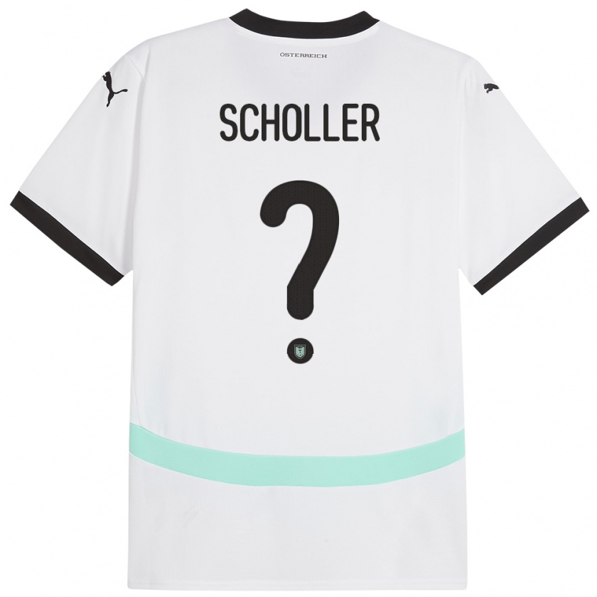 Kandiny Uomo Maglia Austria Jakob Schöller #0 Bianco Kit Gara Away 24-26 Maglietta