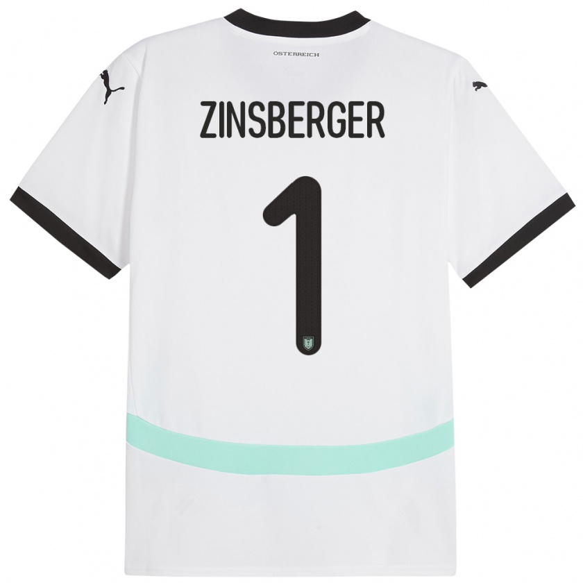 Kandiny Uomo Maglia Austria Manuela Zinsberger #1 Bianco Kit Gara Away 24-26 Maglietta