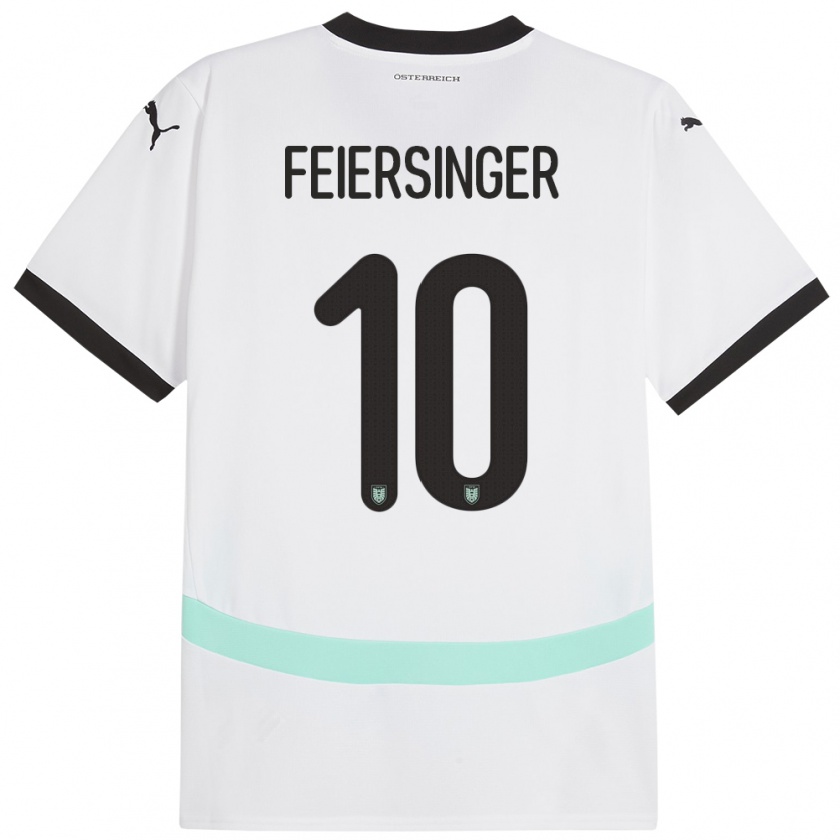 Kandiny Uomo Maglia Austria Laura Feiersinger #10 Bianco Kit Gara Away 24-26 Maglietta