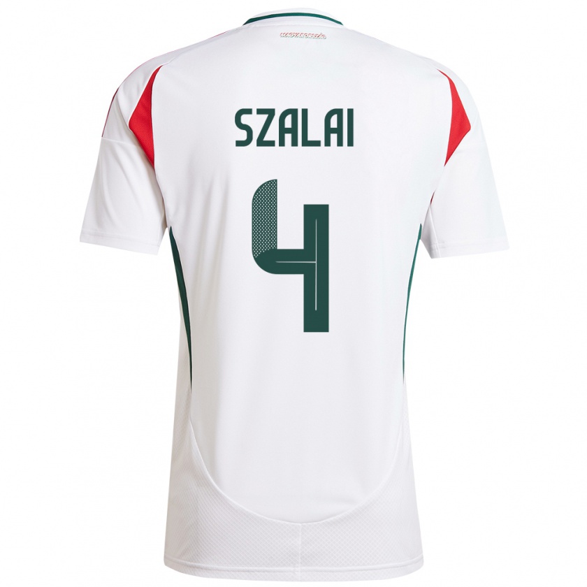 Kandiny Uomo Maglia Ungheria Attila Szalai #4 Bianco Kit Gara Away 24-26 Maglietta