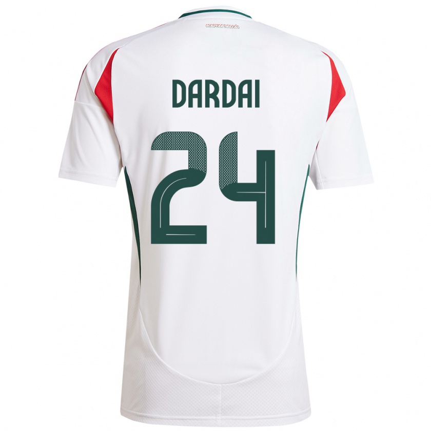 Kandiny Uomo Maglia Ungheria Márton Dárdai #24 Bianco Kit Gara Away 24-26 Maglietta