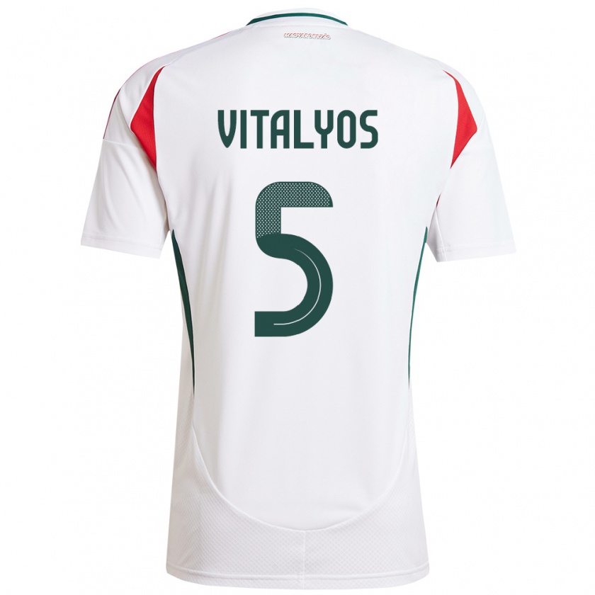 Kandinyメンズハンガリーviktor Vitályos#5白アウェイシャツ24-26ジャージーユニフォーム