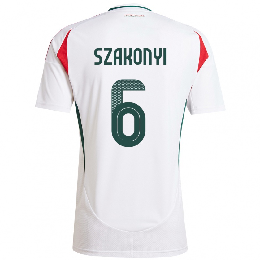 Kandiny Uomo Maglia Ungheria Emese Szakonyi #6 Bianco Kit Gara Away 24-26 Maglietta