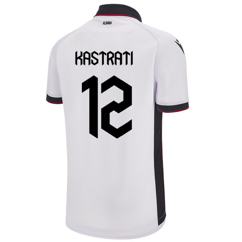 Kandiny Herren Albanien Elhan Kastrati #12 Weiß Auswärtstrikot Trikot 24-26 T-Shirt Österreich