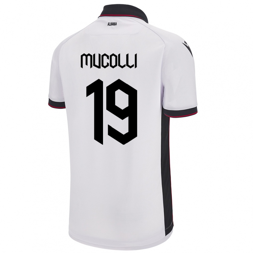 Kandiny Uomo Maglia Albania Arbnor Mucolli #19 Bianco Kit Gara Away 24-26 Maglietta