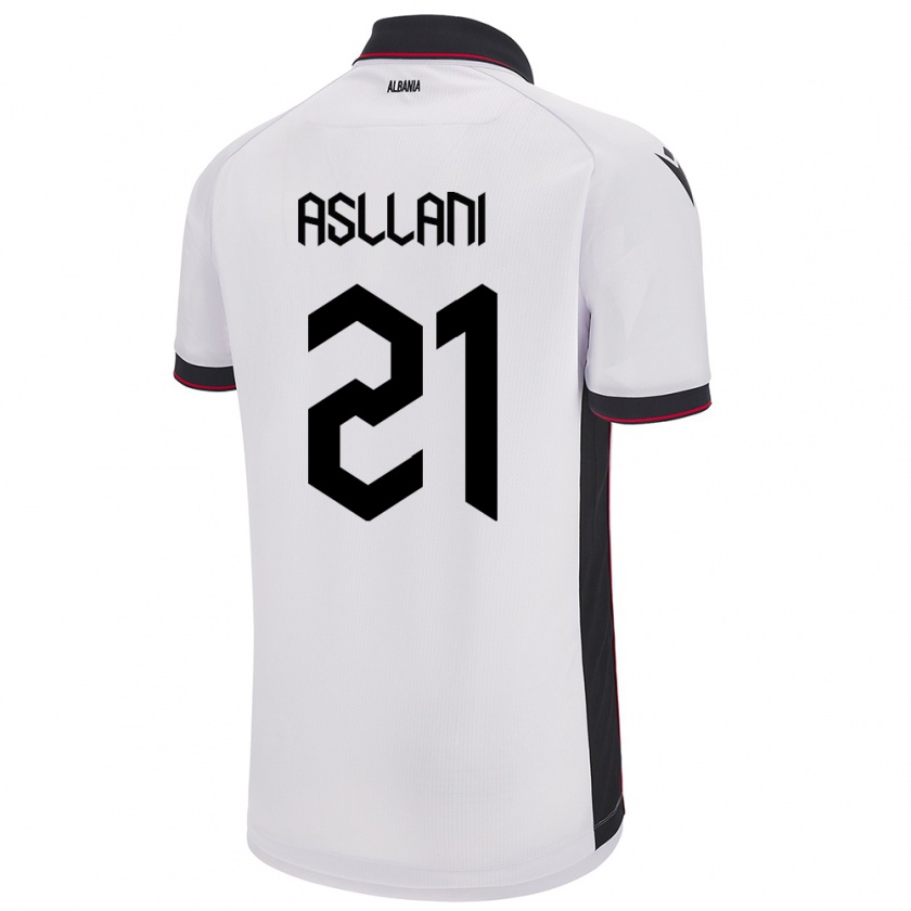 Kandiny Uomo Maglia Albania Kristjan Asllani #21 Bianco Kit Gara Away 24-26 Maglietta