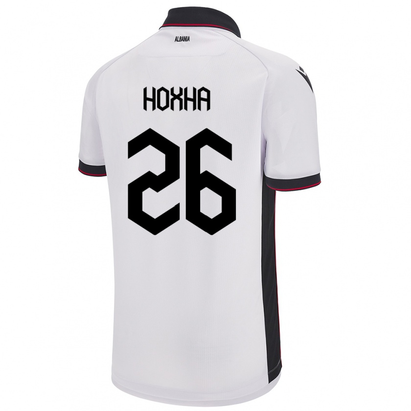 Kandiny Uomo Maglia Albania Arbër Hoxha #26 Bianco Kit Gara Away 24-26 Maglietta