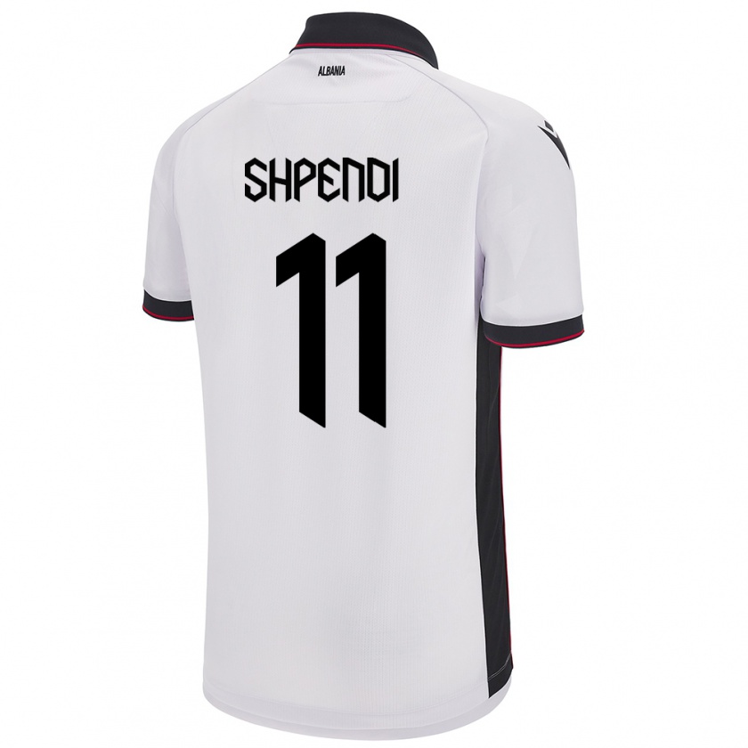 Kandiny Herren Albanien Stiven Shpendi #11 Weiß Auswärtstrikot Trikot 24-26 T-Shirt Österreich