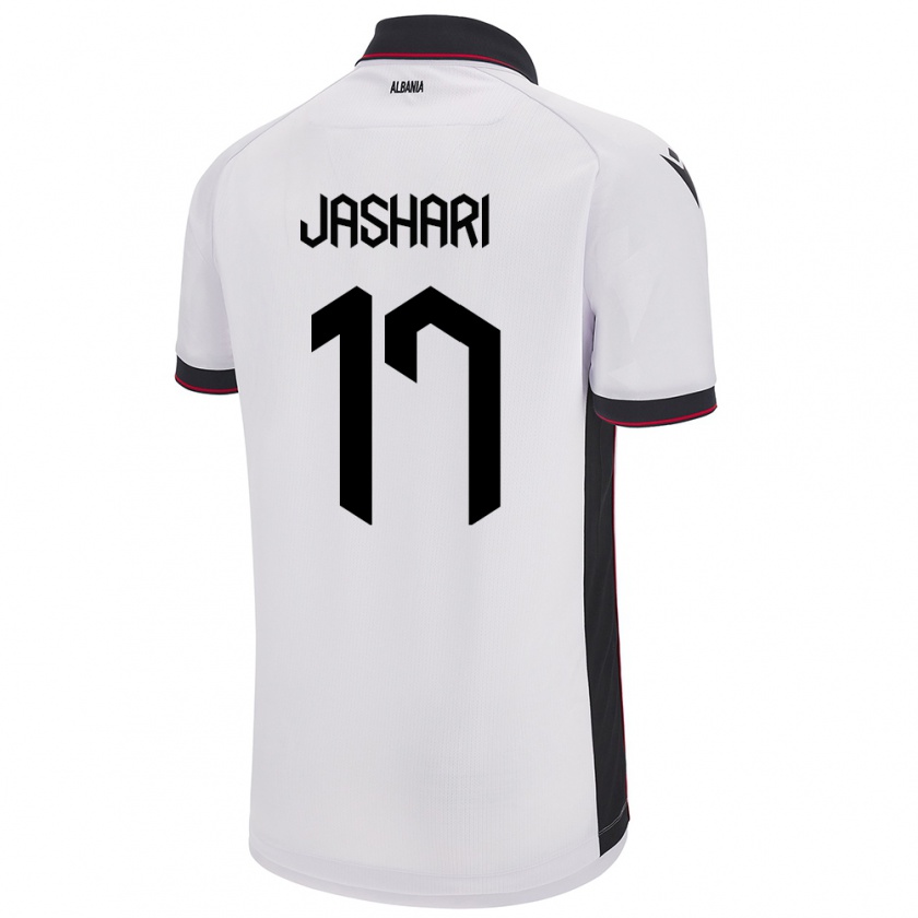 Kandiny Uomo Maglia Albania Elion Jashari #17 Bianco Kit Gara Away 24-26 Maglietta