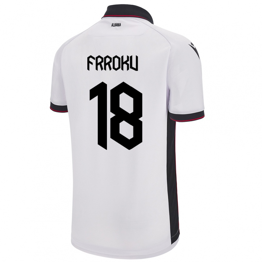 Kandiny Uomo Maglia Albania Leandro Frroku #18 Bianco Kit Gara Away 24-26 Maglietta