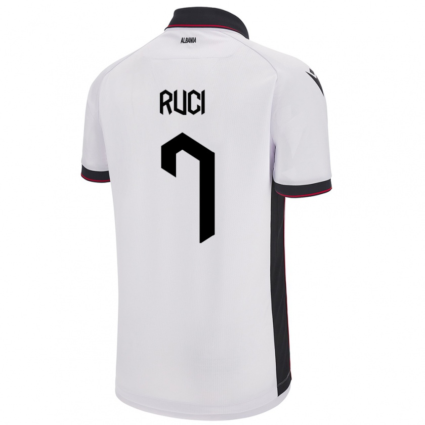 Kandiny Uomo Maglia Albania Flamur Ruci #7 Bianco Kit Gara Away 24-26 Maglietta