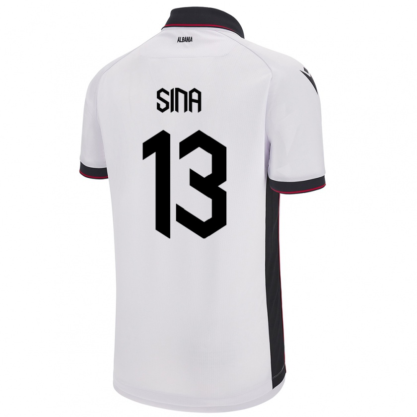 Kandiny Uomo Maglia Albania Samuele Sina #13 Bianco Kit Gara Away 24-26 Maglietta