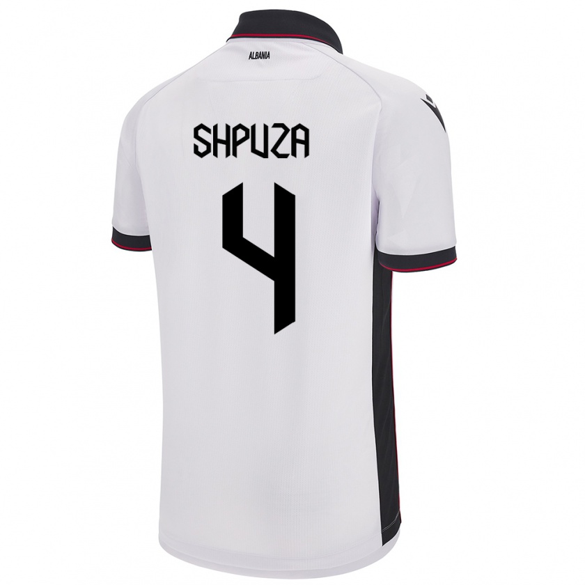 Kandiny Uomo Maglia Albania Kleo Shpuza #4 Bianco Kit Gara Away 24-26 Maglietta