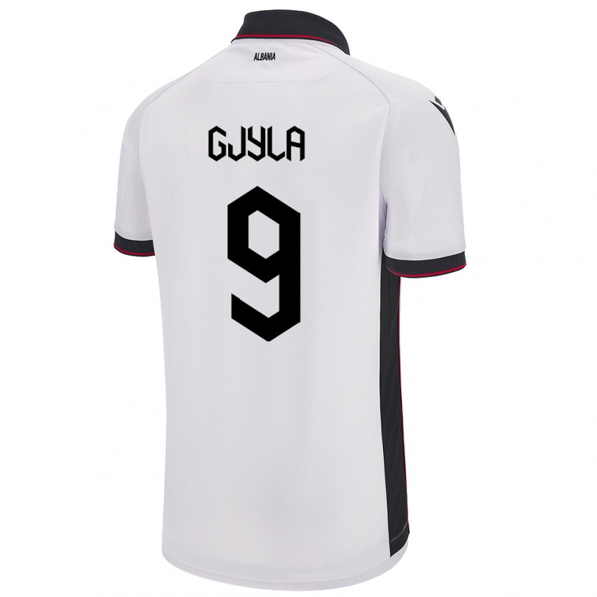 Kandiny Uomo Maglia Albania Brayan Gjyla #9 Bianco Kit Gara Away 24-26 Maglietta