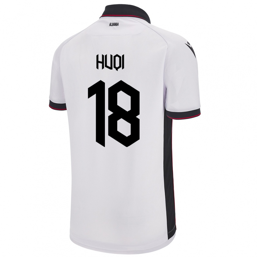 Kandiny Uomo Maglia Albania Mattia Huqi #18 Bianco Kit Gara Away 24-26 Maglietta