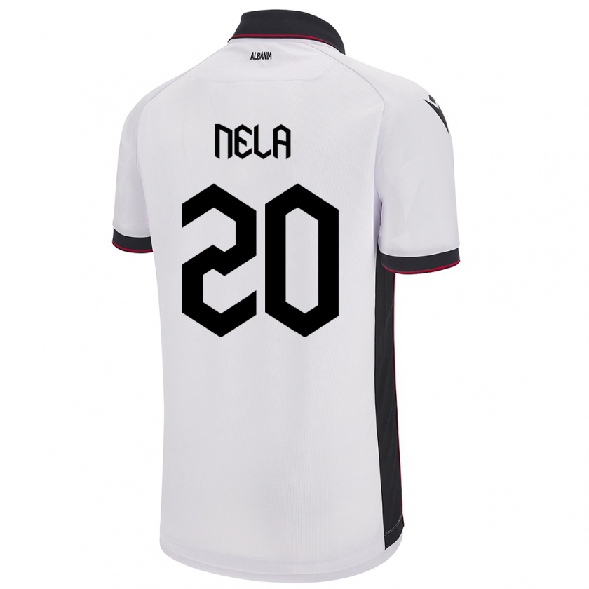 Kandiny Uomo Maglia Albania Rinaldo Nela #20 Bianco Kit Gara Away 24-26 Maglietta