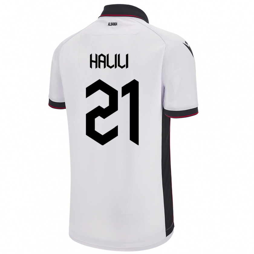 Kandiny Herren Albanien Renato Halili #21 Weiß Auswärtstrikot Trikot 24-26 T-Shirt Österreich