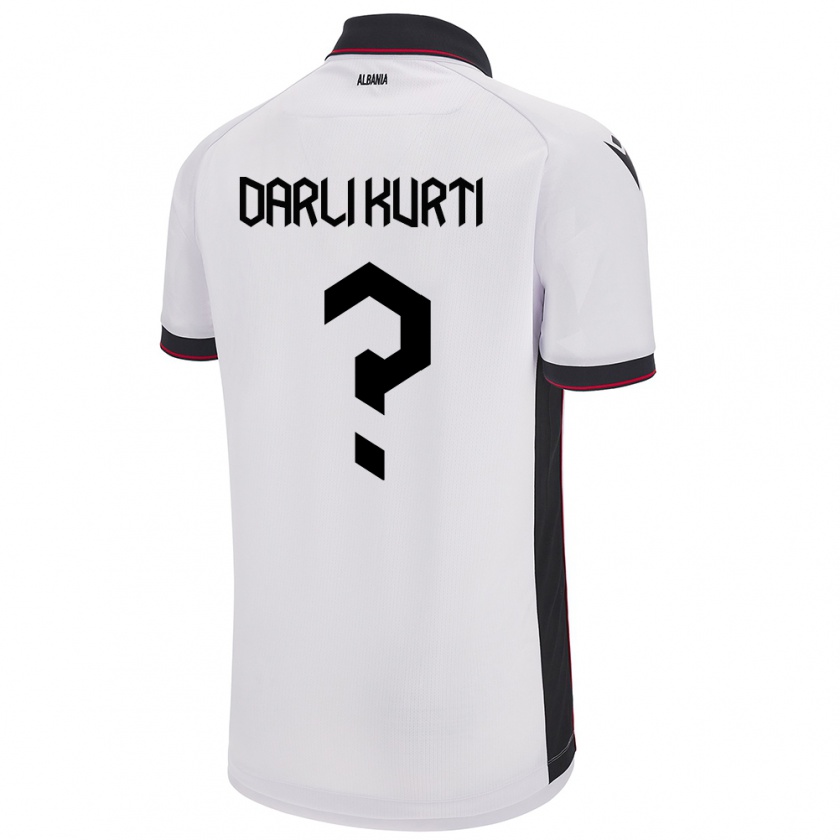 Kandiny Uomo Maglia Albania Darli Kurti #0 Bianco Kit Gara Away 24-26 Maglietta