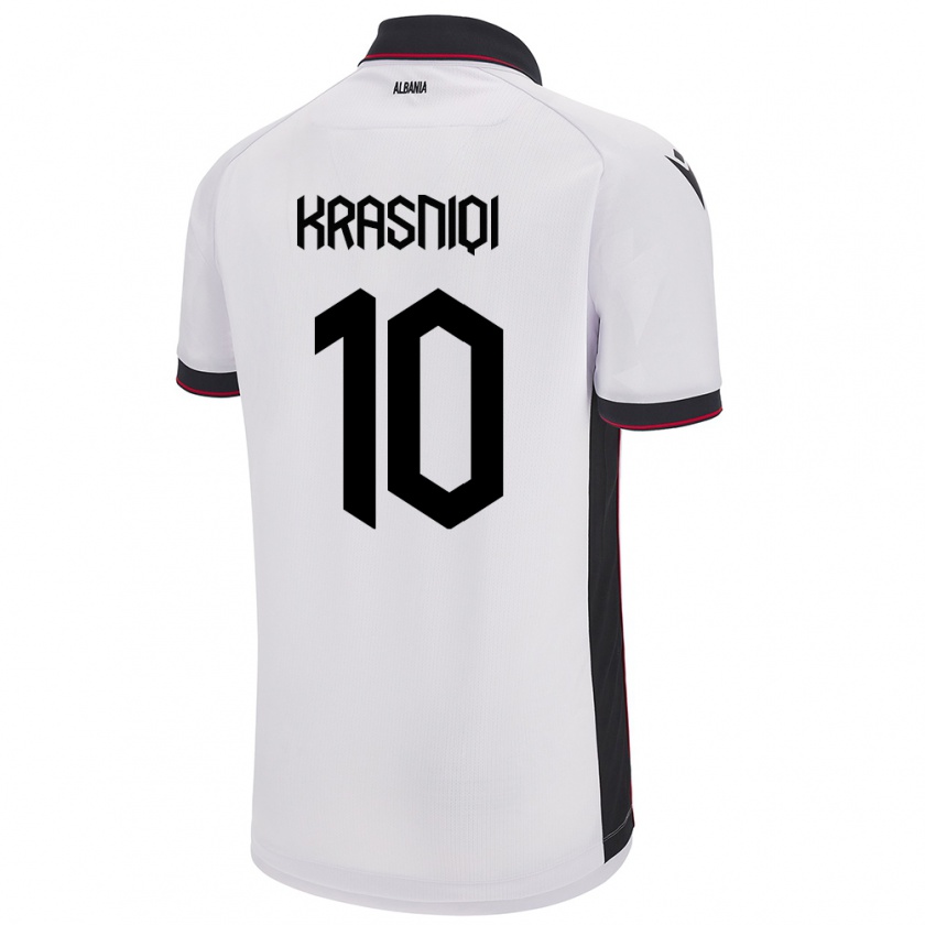 Kandiny Uomo Maglia Albania Qëndresa Krasniqi #10 Bianco Kit Gara Away 24-26 Maglietta