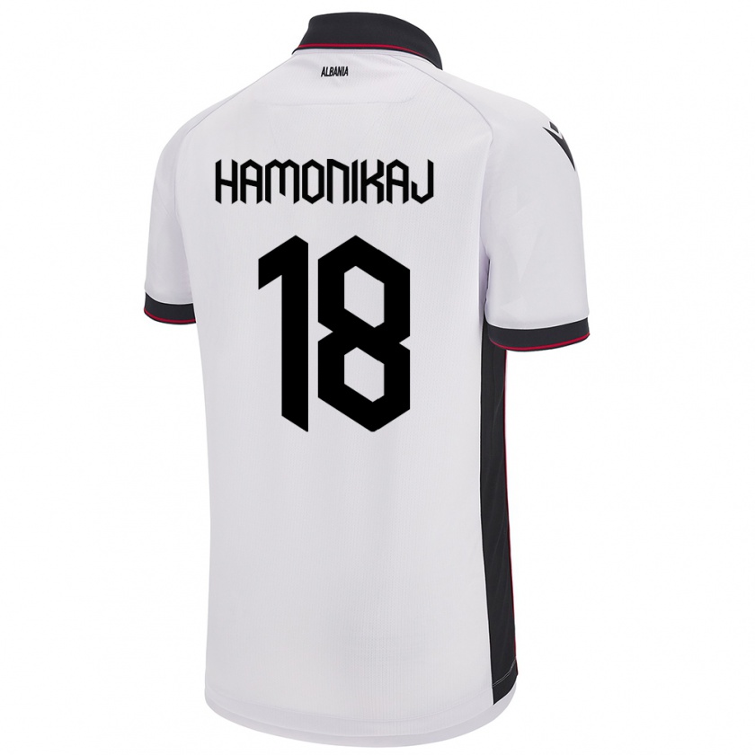 Kandiny Uomo Maglia Albania Klea Hamonikaj #18 Bianco Kit Gara Away 24-26 Maglietta