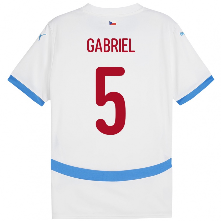 Kandiny Uomo Maglia Cechia Adam Gabriel #5 Bianco Kit Gara Away 24-26 Maglietta