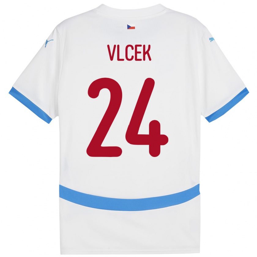 Kandiny Hombre Camiseta Chequia Tomas Vlcek #24 Blanco 2ª Equipación 24-26 La Camisa